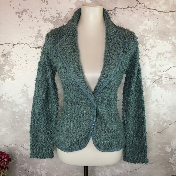 Monsoon Jackets & Blazers - Monsoon Blue Long Sleeve One Button Sweater Jacket